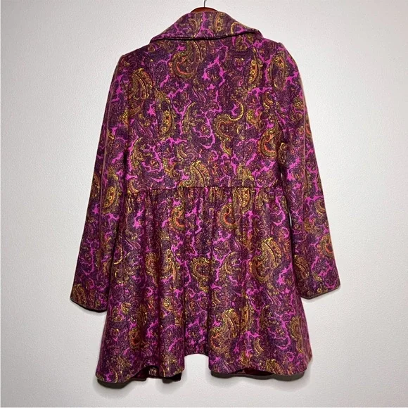 Plenty Paisley Print Wool Blend Princess Coat - Picture 4 of 13